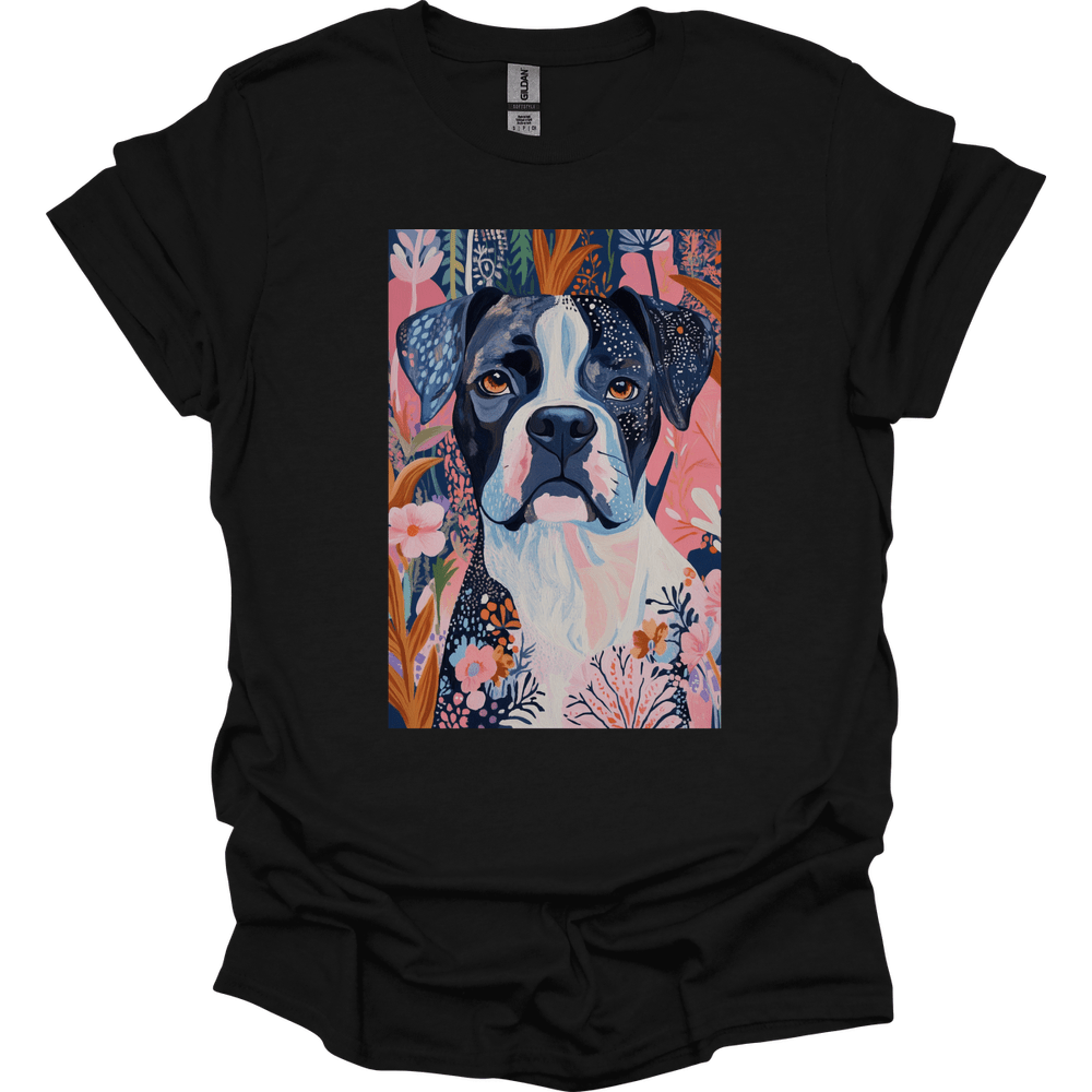 Boxer - Boho Dog T-Shirt - Black