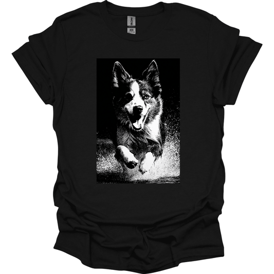 Miniature American Shepherd - Puddle Dog T-Shirt - Black