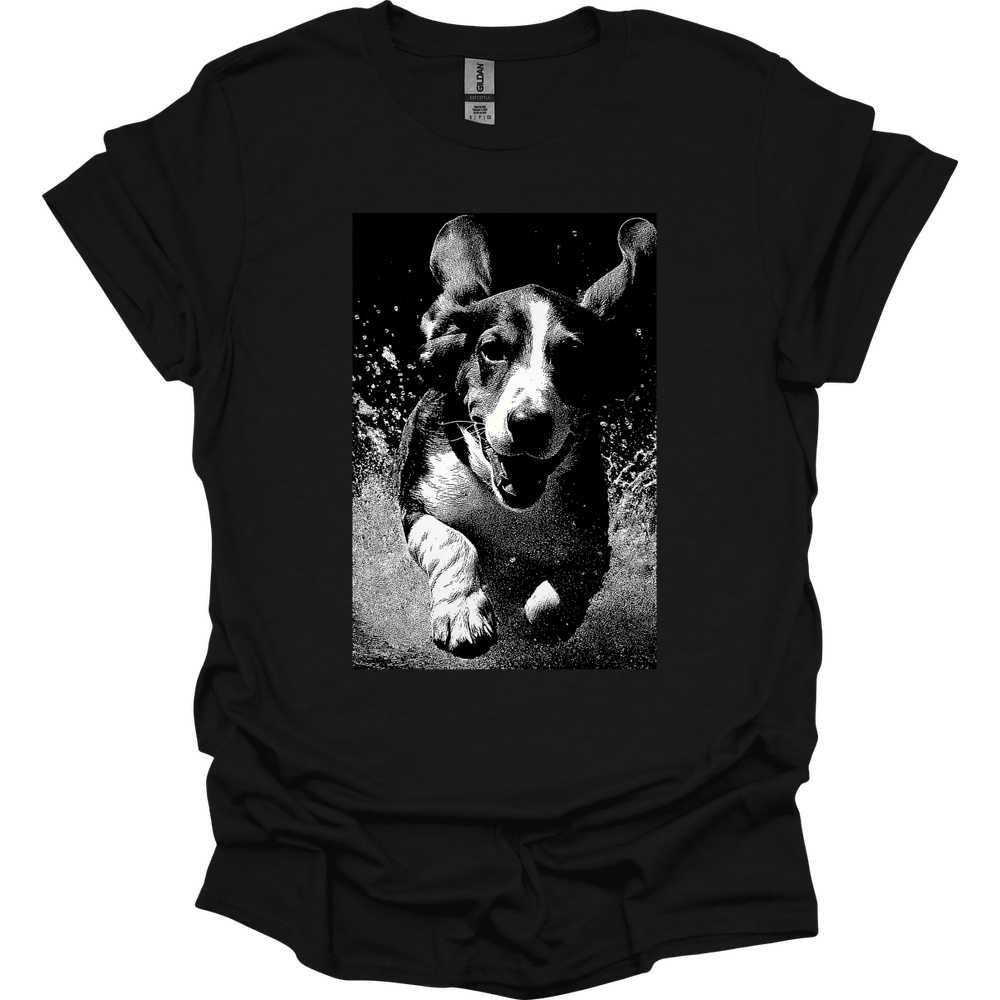 Basset Hound - Puddle Dog T-Shirt - Black
