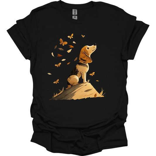 Beagle - Fall Dog T-Shirt - Black