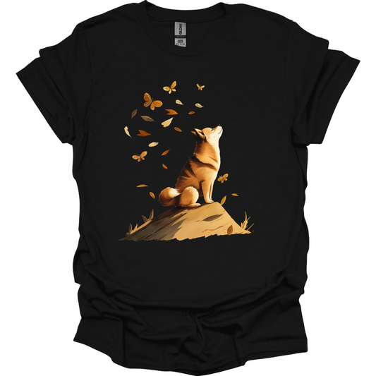 Shiba Inu - Fall Dog T-Shirt - Black