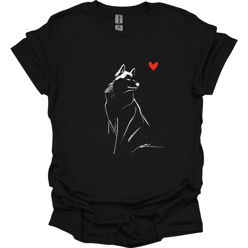 Siberian Husky - Sketch Dog T-Shirt - Black