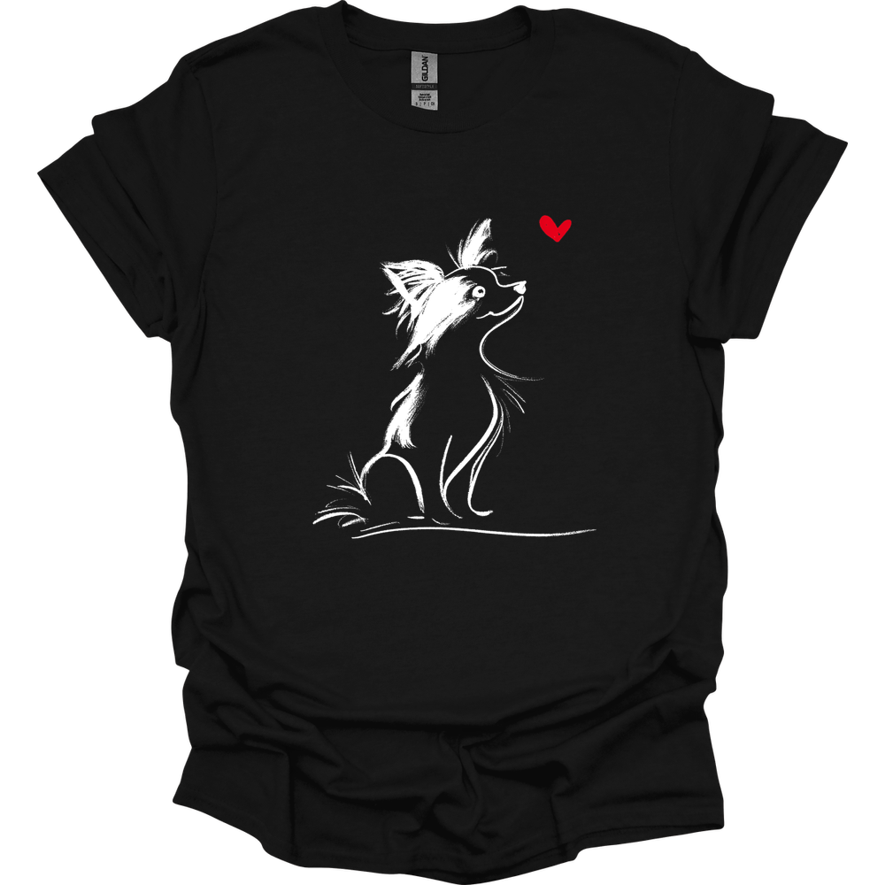 Papillon - Sketch Dog T-Shirt - Black