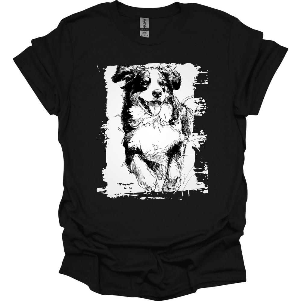 Bernese Mountain Dog - Running Dog T-Shirt - Black