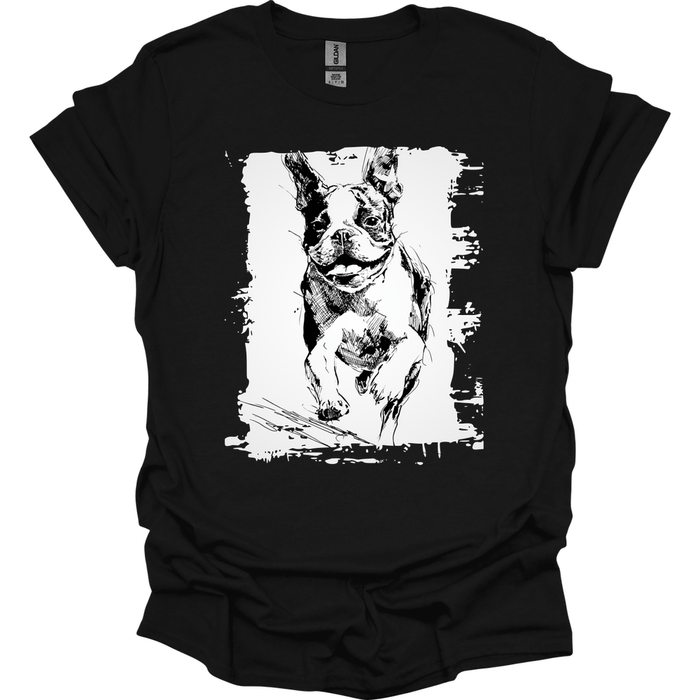 Boston Terrier - Running Dog T-Shirt - Black