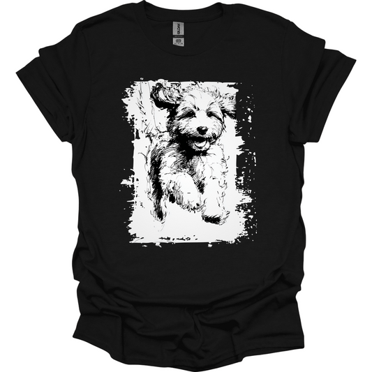 Cavapoo - Running Dog T-Shirt - Black