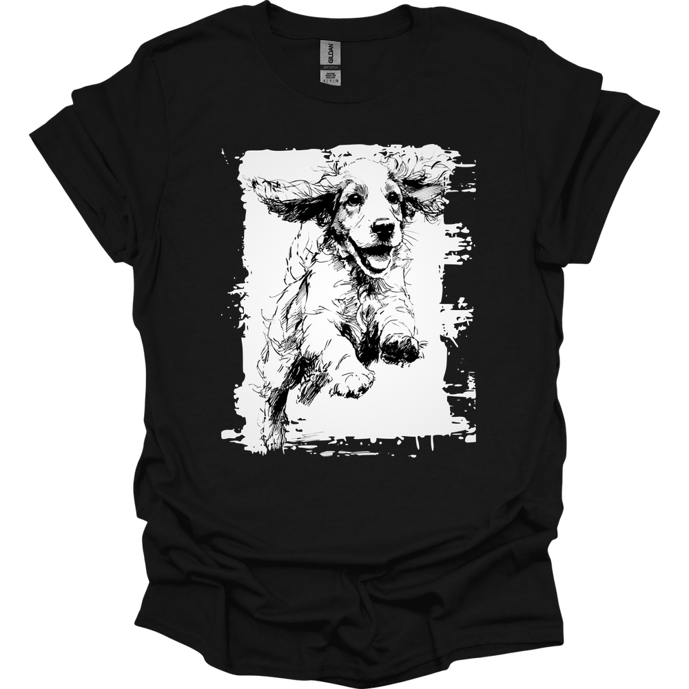 Cocker Spaniel - Running Dog T-Shirt - Black