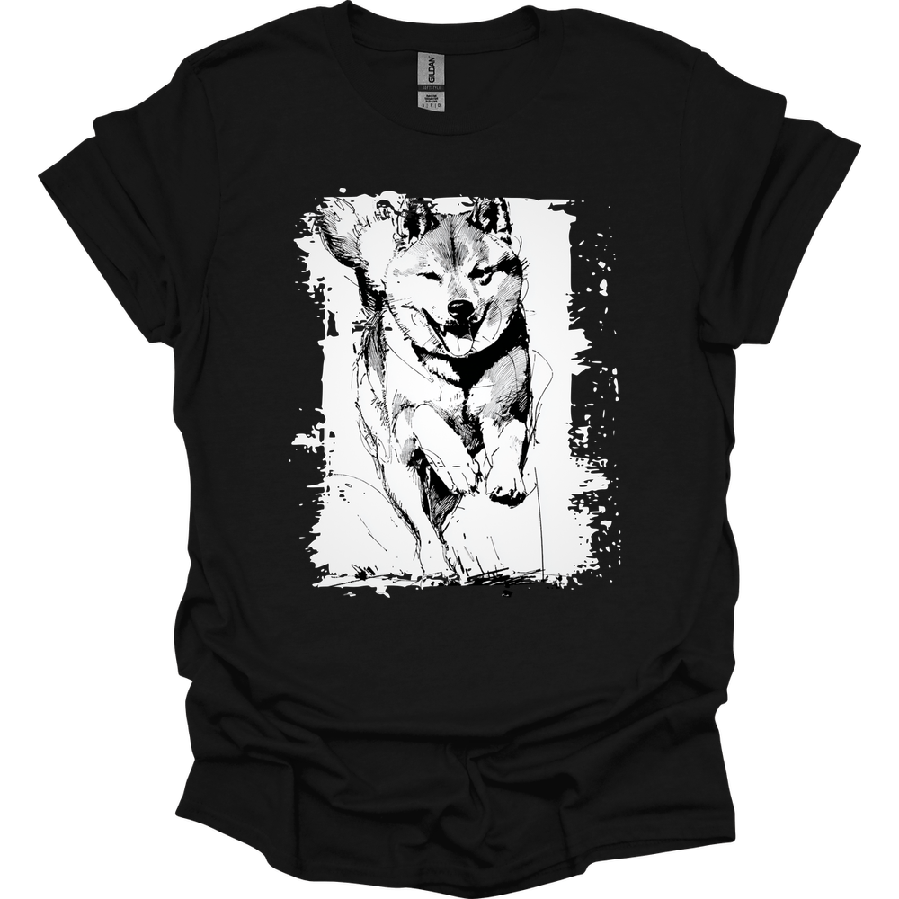 Shiba Inu - Running Dog T-Shirt - Black