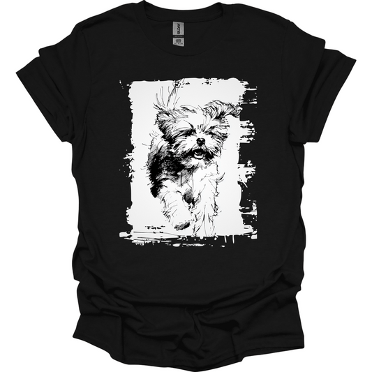 Shih Tzu - Running Dog T-Shirt - Black