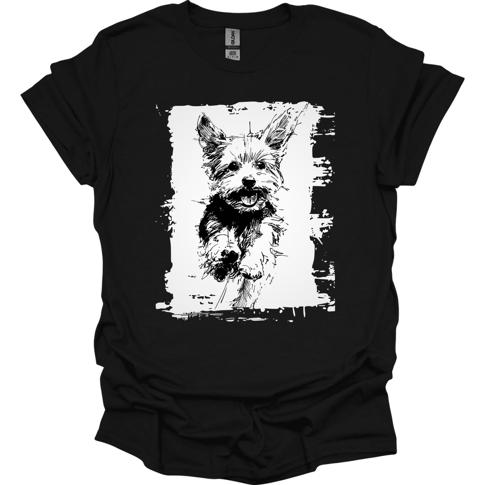 Yorkshire Terrier - Running Dog T-Shirt - Black