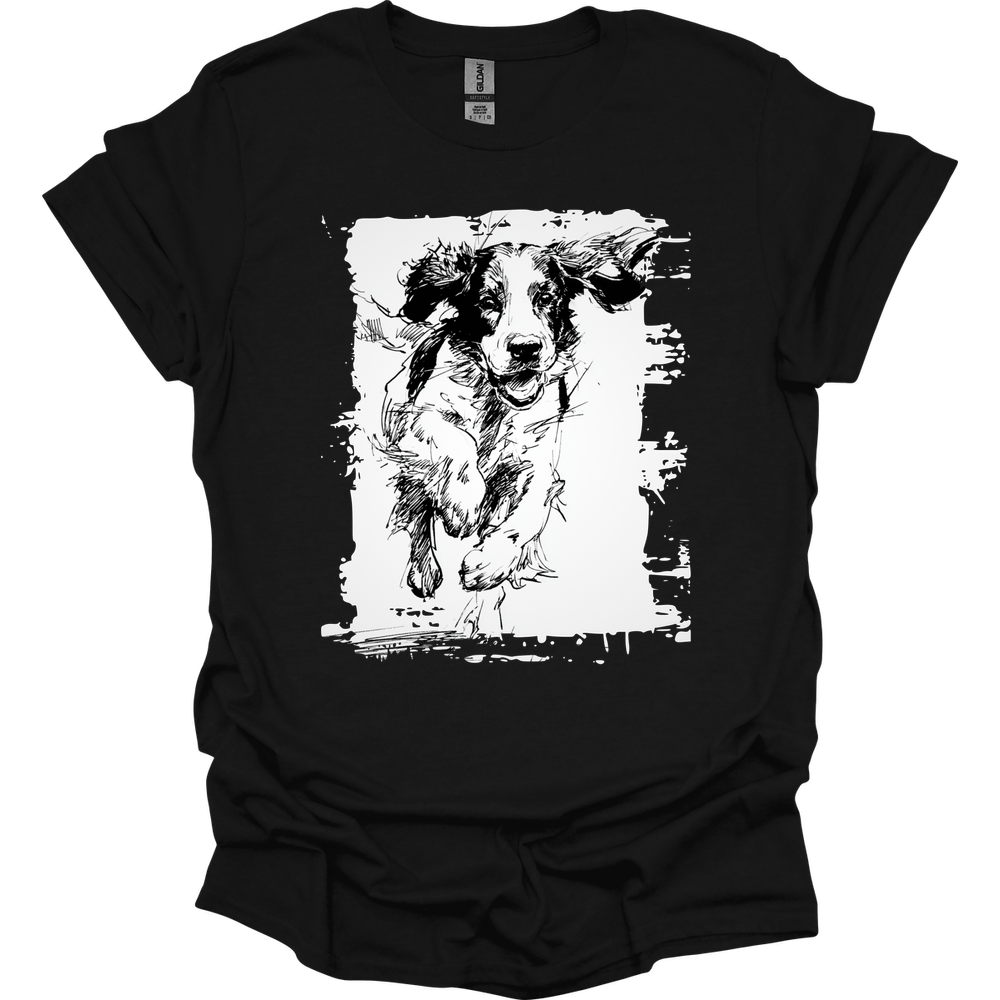 English Springer Spaniel - Running Dog T-Shirt - Black