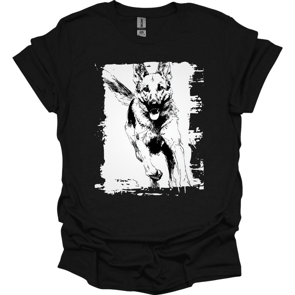 German Shepherd - Running Dog T-Shirt - Black