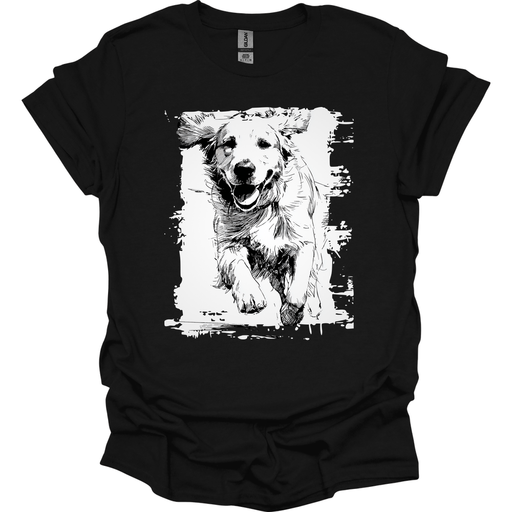 Golden Retriever - Running Dog T-Shirt - Black