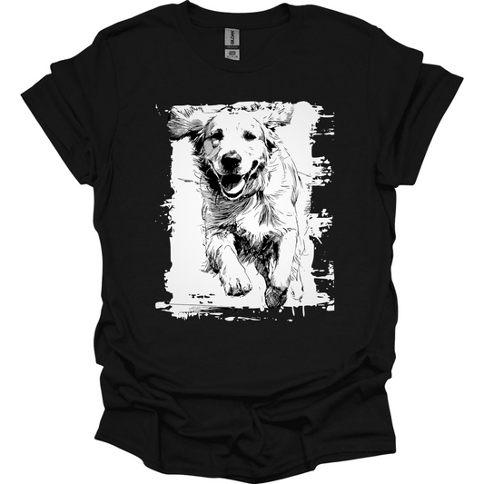 Golden Retriever - Running Dog T-Shirt - Black