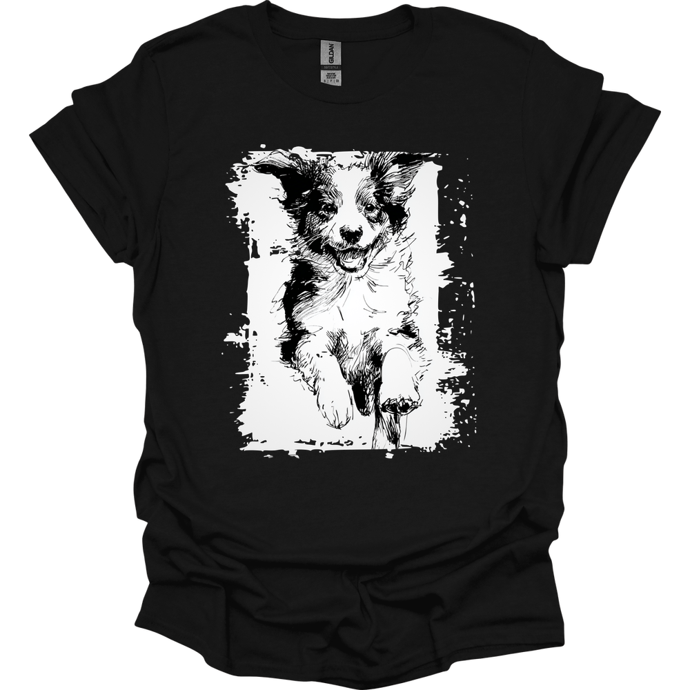 Miniature American Shepherd - Running Dog T-Shirt - Black