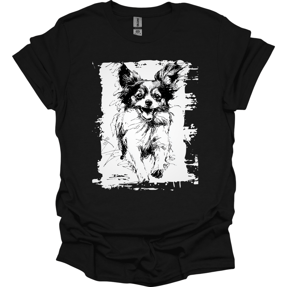 Papillon - Running Dog T-Shirt - Black