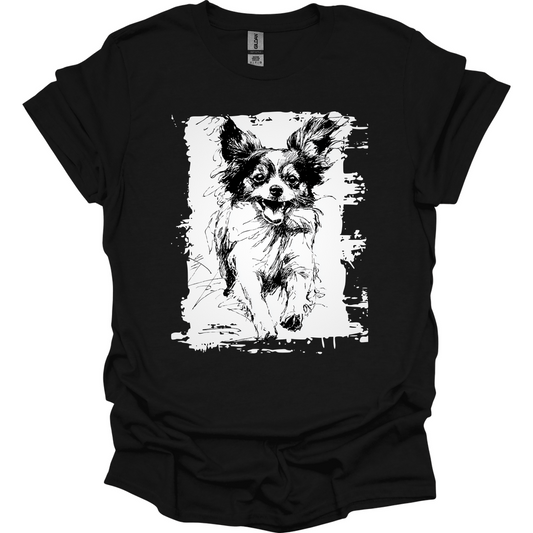 Papillon - Running Dog T-Shirt - Black