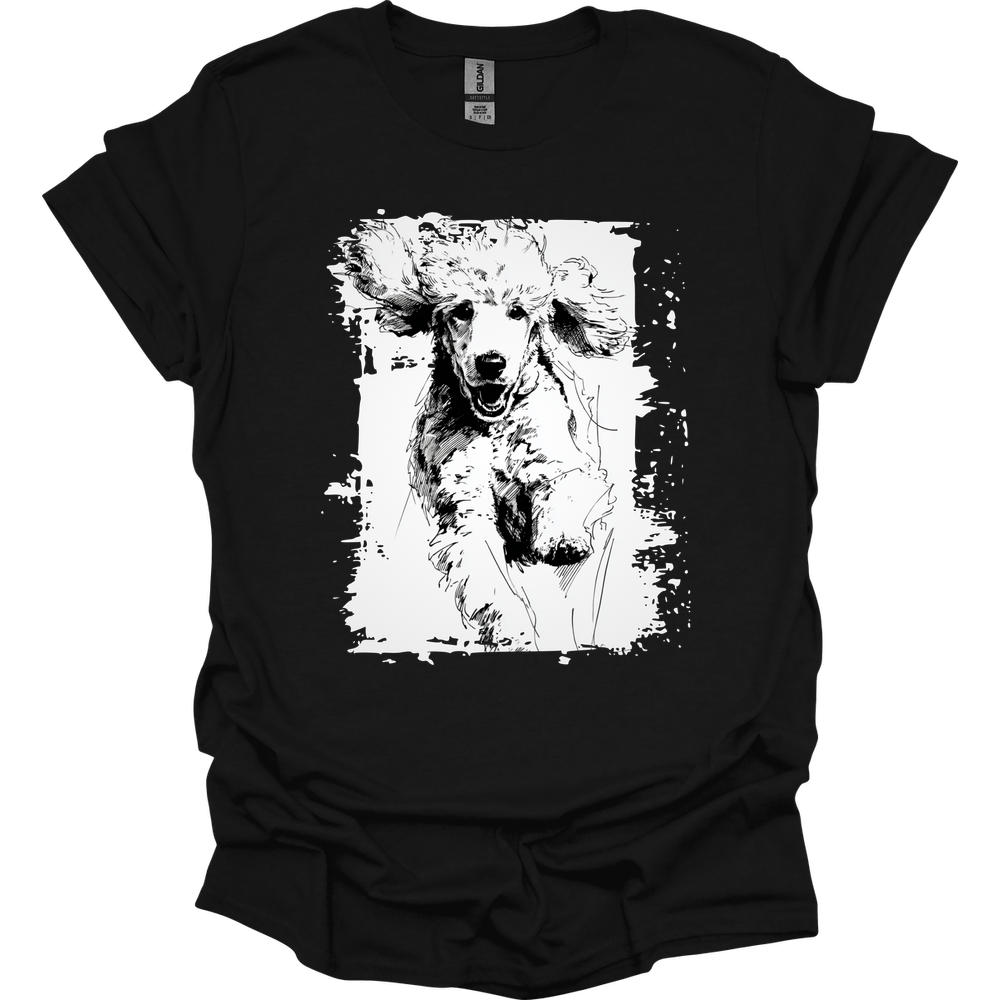 Poodle - Running Dog T-Shirt - Black