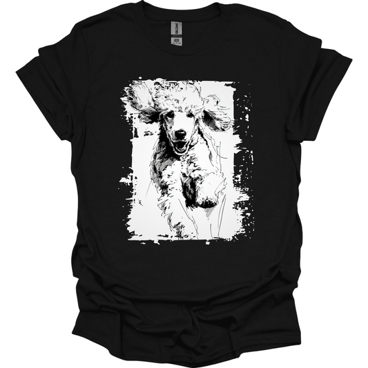Poodle - Running Dog T-Shirt - Black