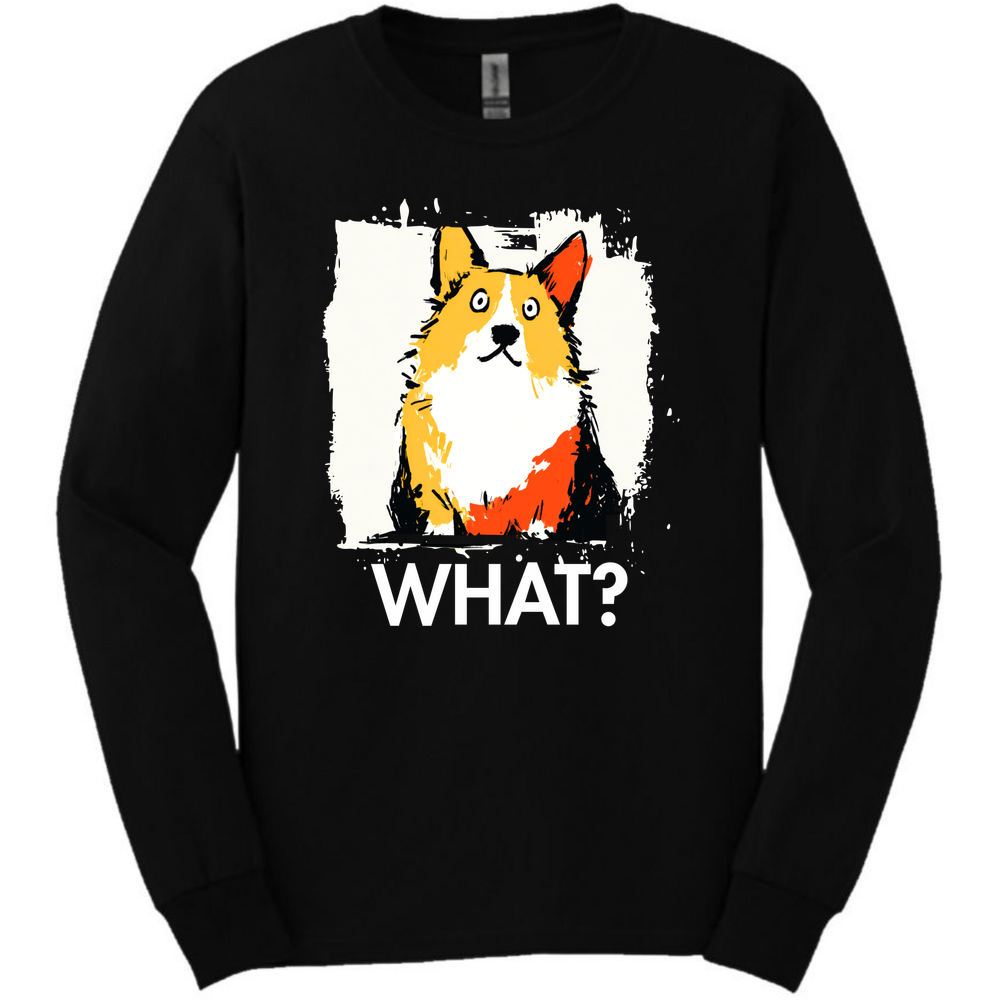 Corgi - What Dog Long Sleeve Tee - Black