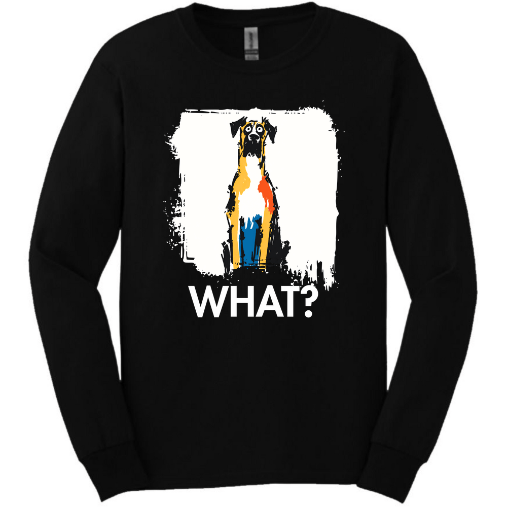 Great Dane - What Dog Long Sleeve Tee - Black