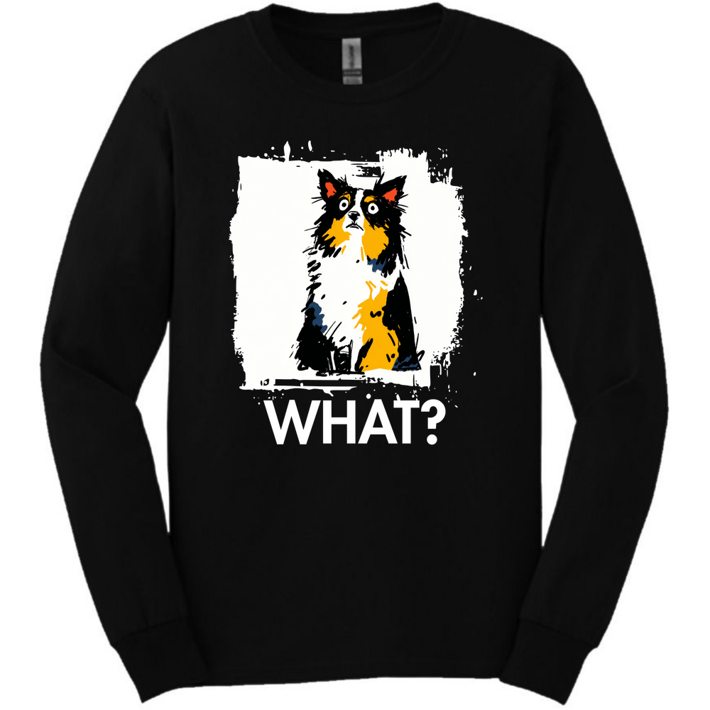 Papillon - What Dog Long Sleeve Tee - Black
