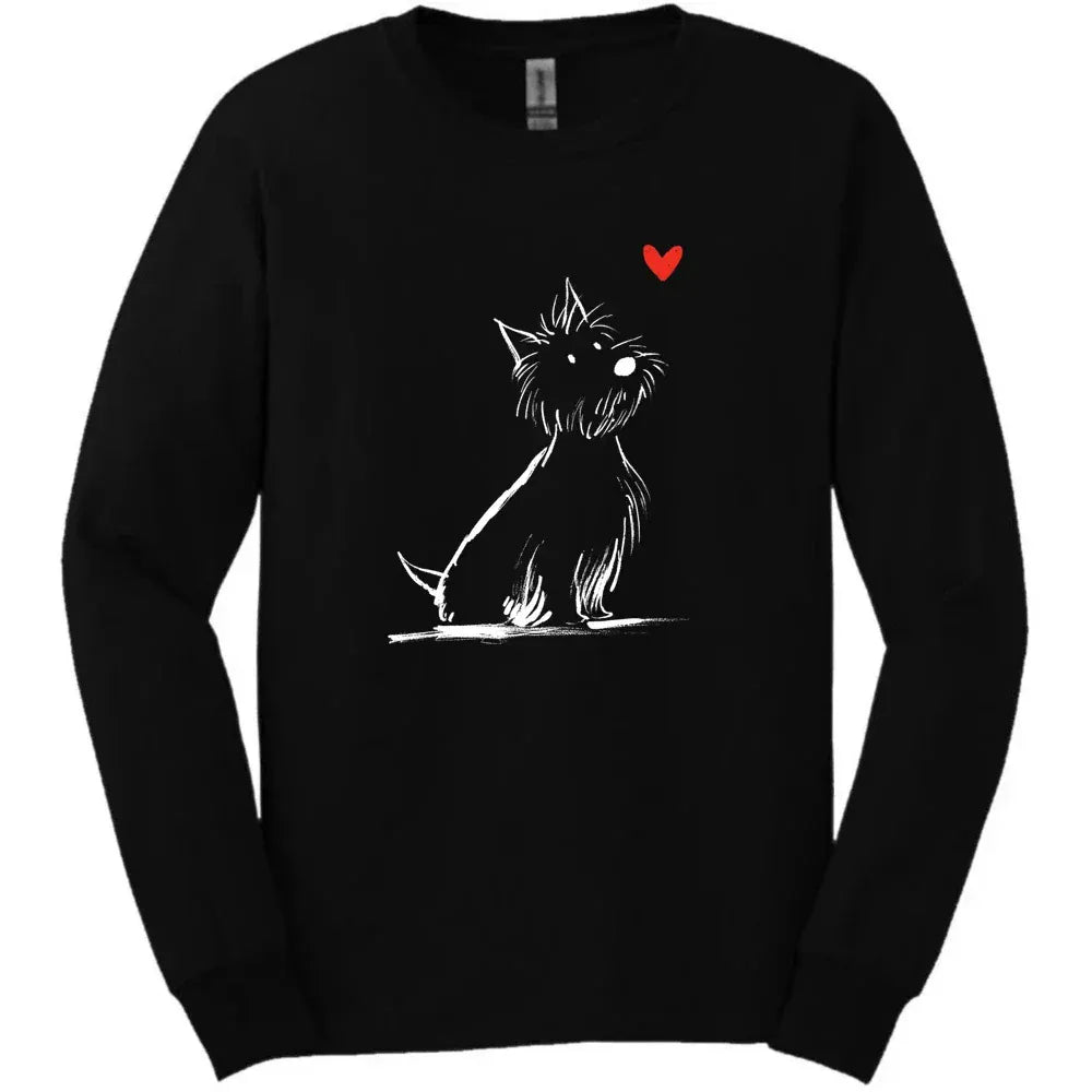 West Highland White Terrier - Sketch Dog Long Sleeve Tee - Black