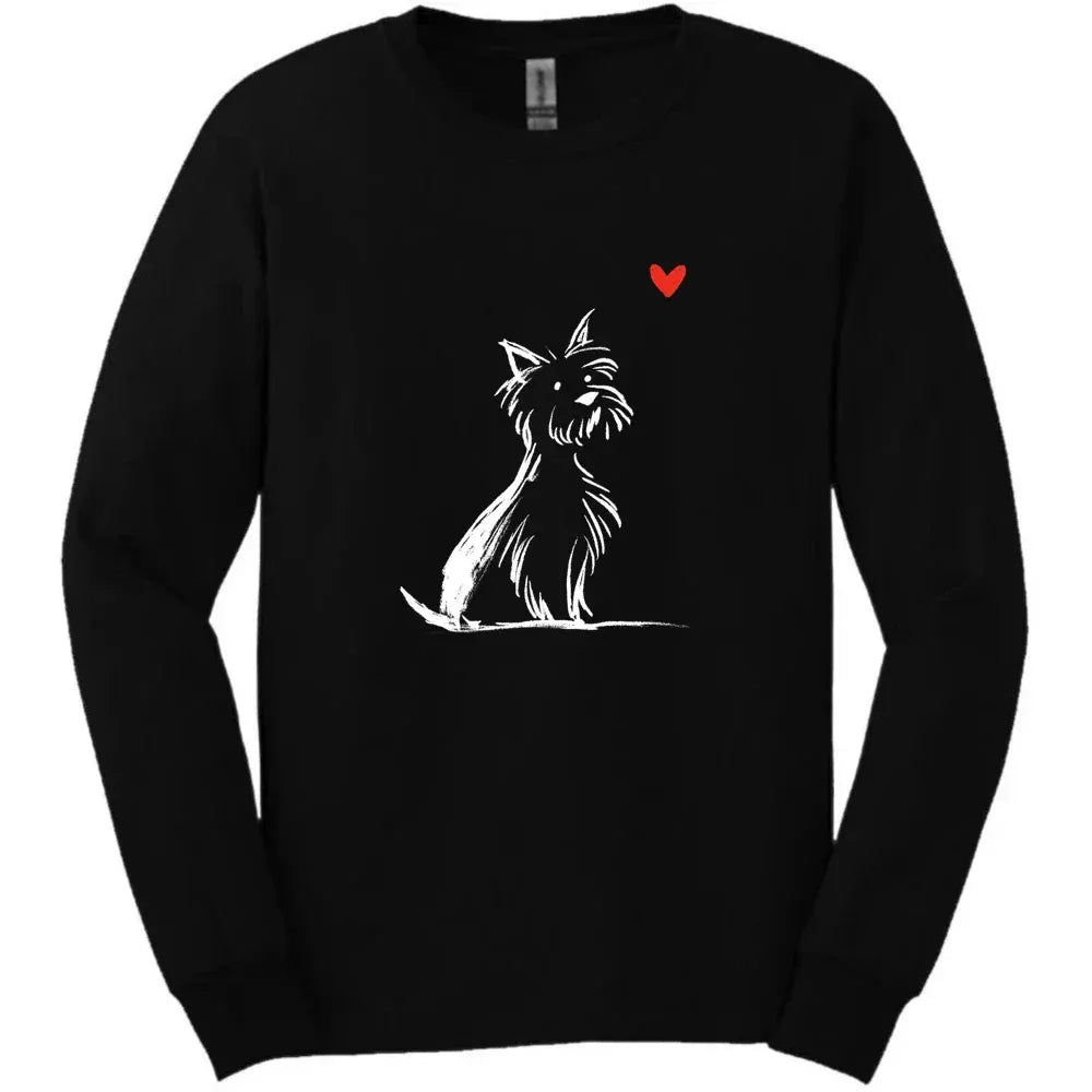 Yorkshire Terrier - Sketch Dog Long Sleeve Tee - Black
