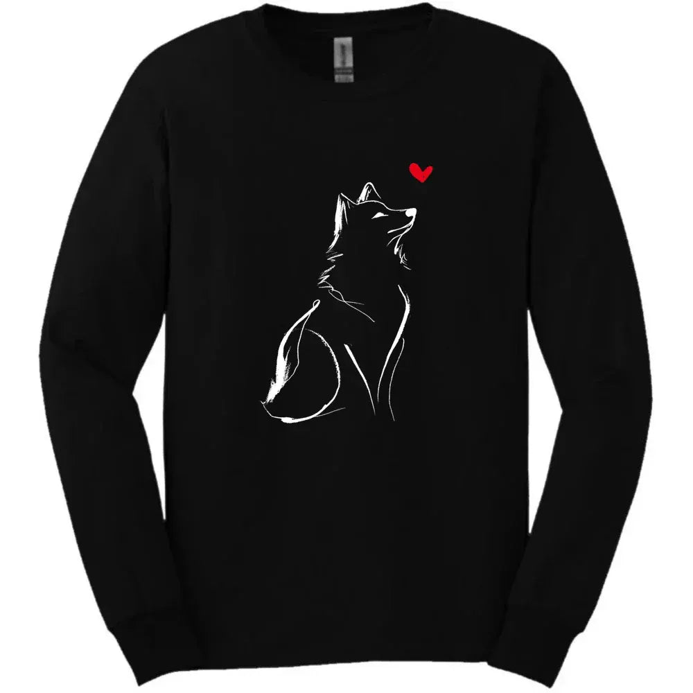 Shiba Inu - Sketch Dog Long Sleeve Tee - Black