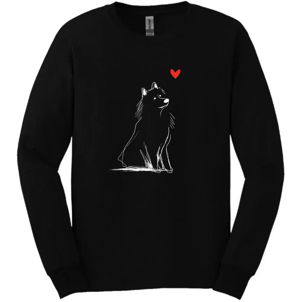 Samoyed - Sketch Dog Long Sleeve Tee - Black