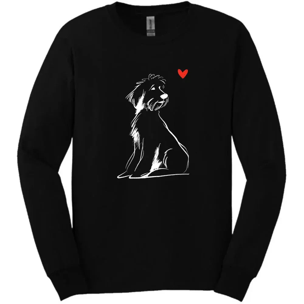 Portuguese Water Dog - Sketch Dog Long Sleeve Tee - Black