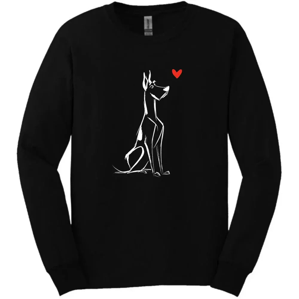 Great Dane - Sketch Dog Long Sleeve Tee - Black