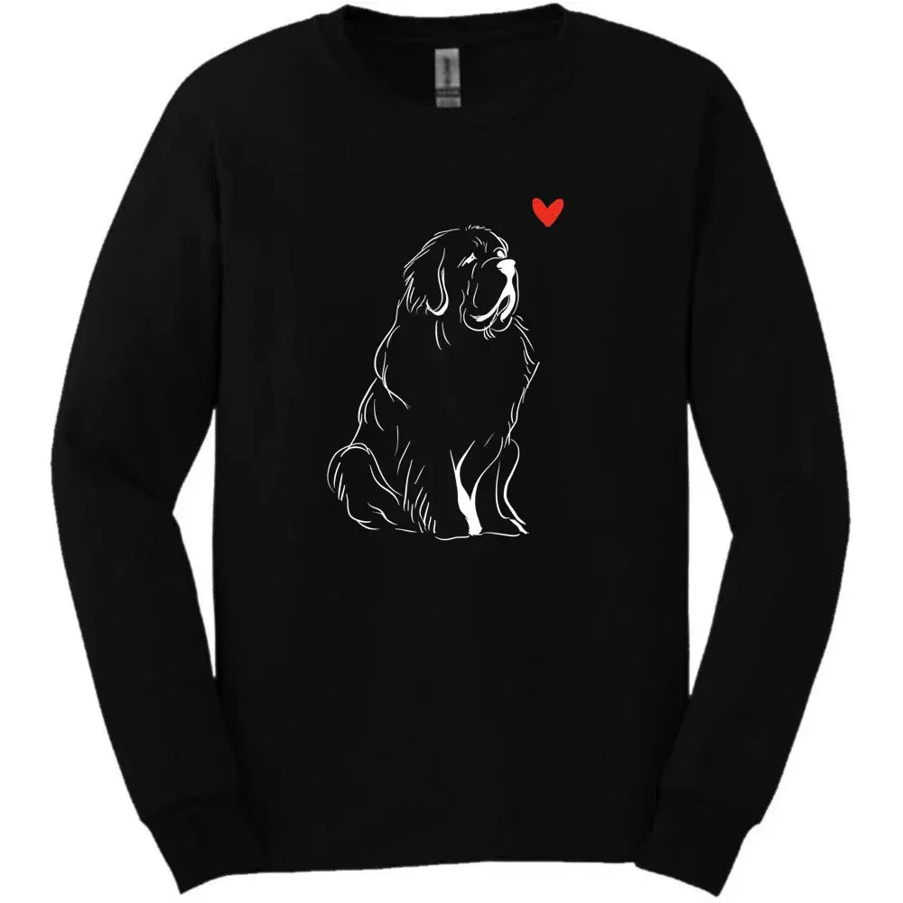Newfoundland - Sketch Dog Long Sleeve Tee - Black