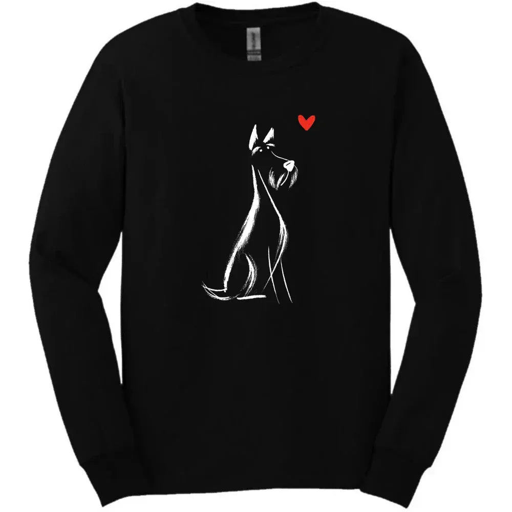 Kerry Blue Terrier - Sketch Dog Long Sleeve Tee - Black