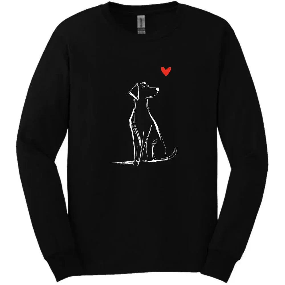 Labrador - Sketch Dog Long Sleeve Tee - Black