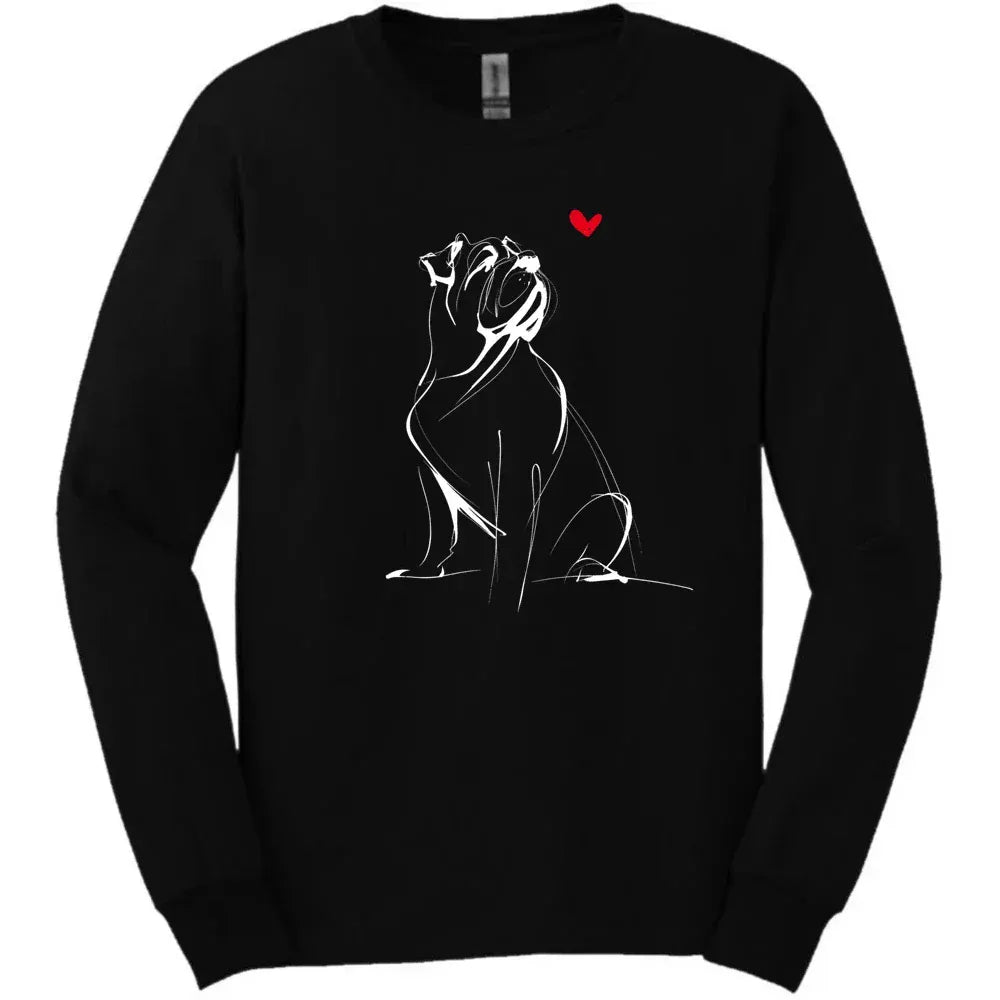 Mastiff - Sketch Dog Long Sleeve Tee - Black