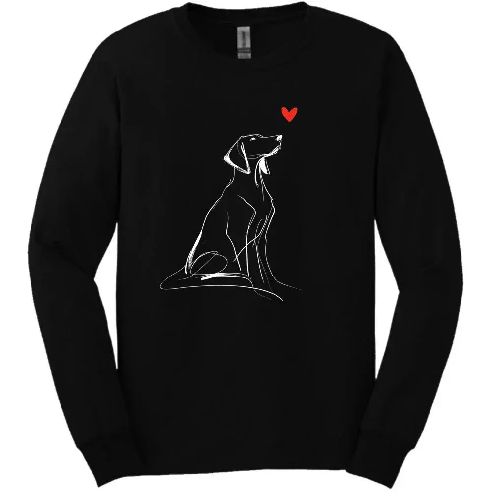 Vizsla - Sketch Dog Long Sleeve Tee - Black