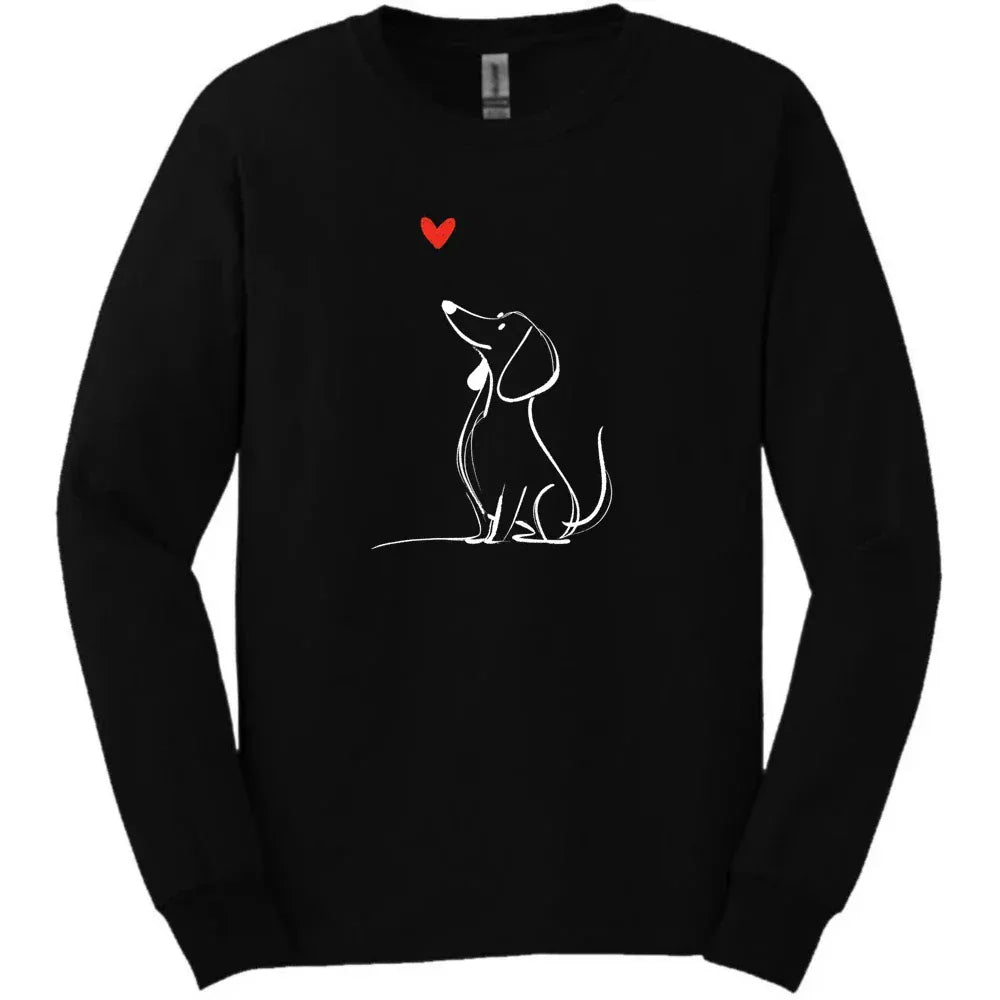 Dachshund - Sketch Dog Long Sleeve Tee - Black