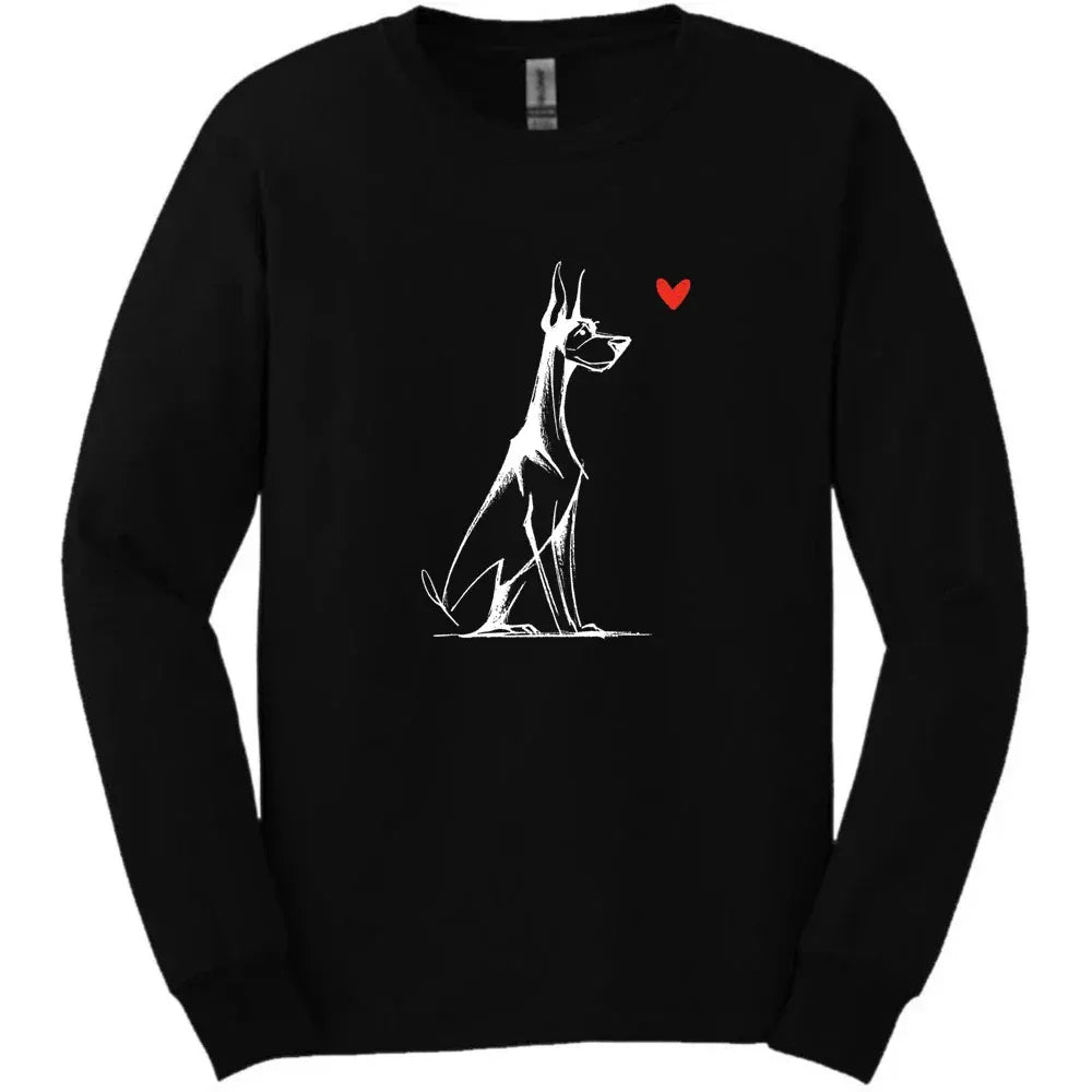 Doberman - Sketch Dog Long Sleeve Tee - Black