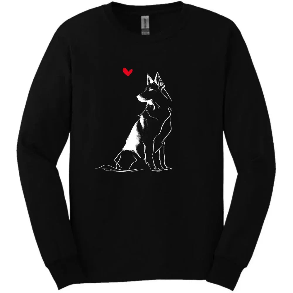 Dutch Shepherd - Sketch Dog Long Sleeve Tee - Black