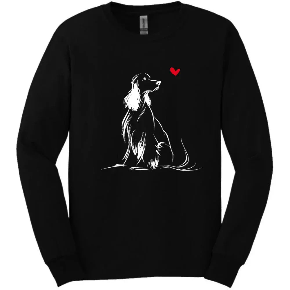 English Springer Spaniel - Sketch Dog Long Sleeve Tee - Black