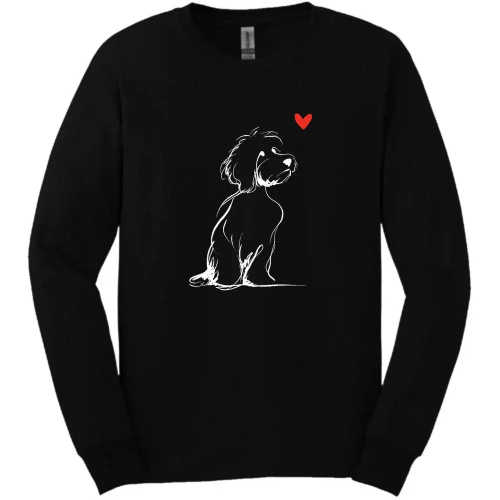 Cavapoo - Sketch Dog Long Sleeve Tee - Black