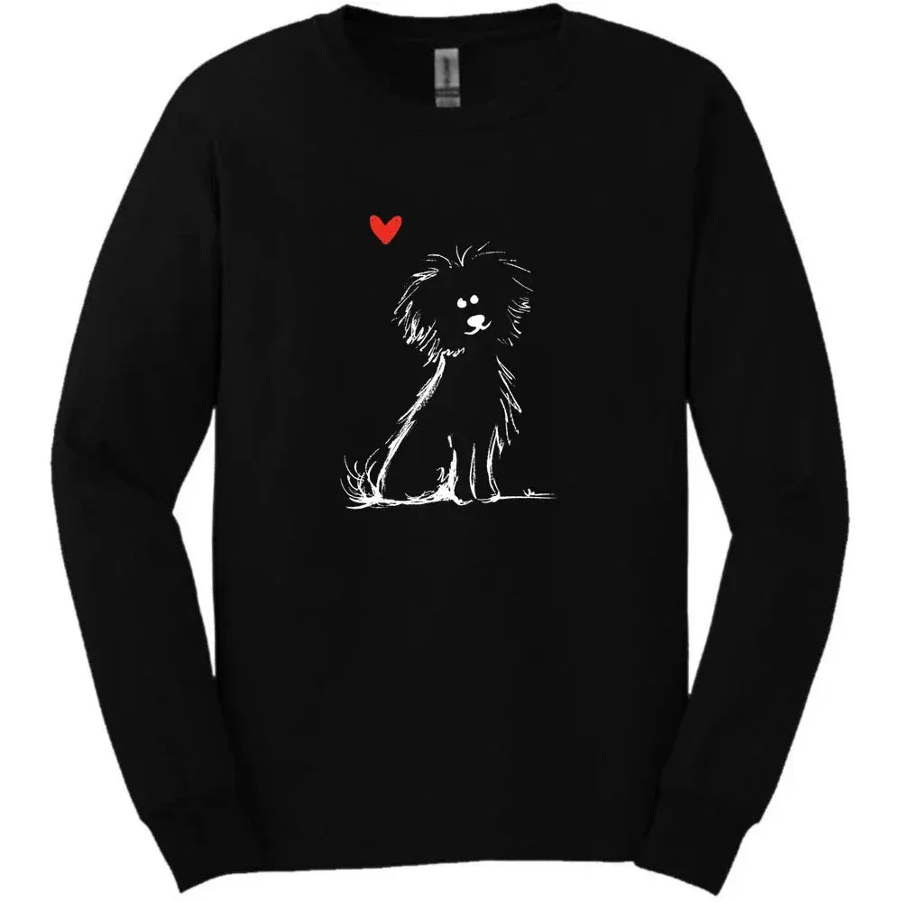 Bichon Frise - Sketch Dog Long Sleeve Tee - Black