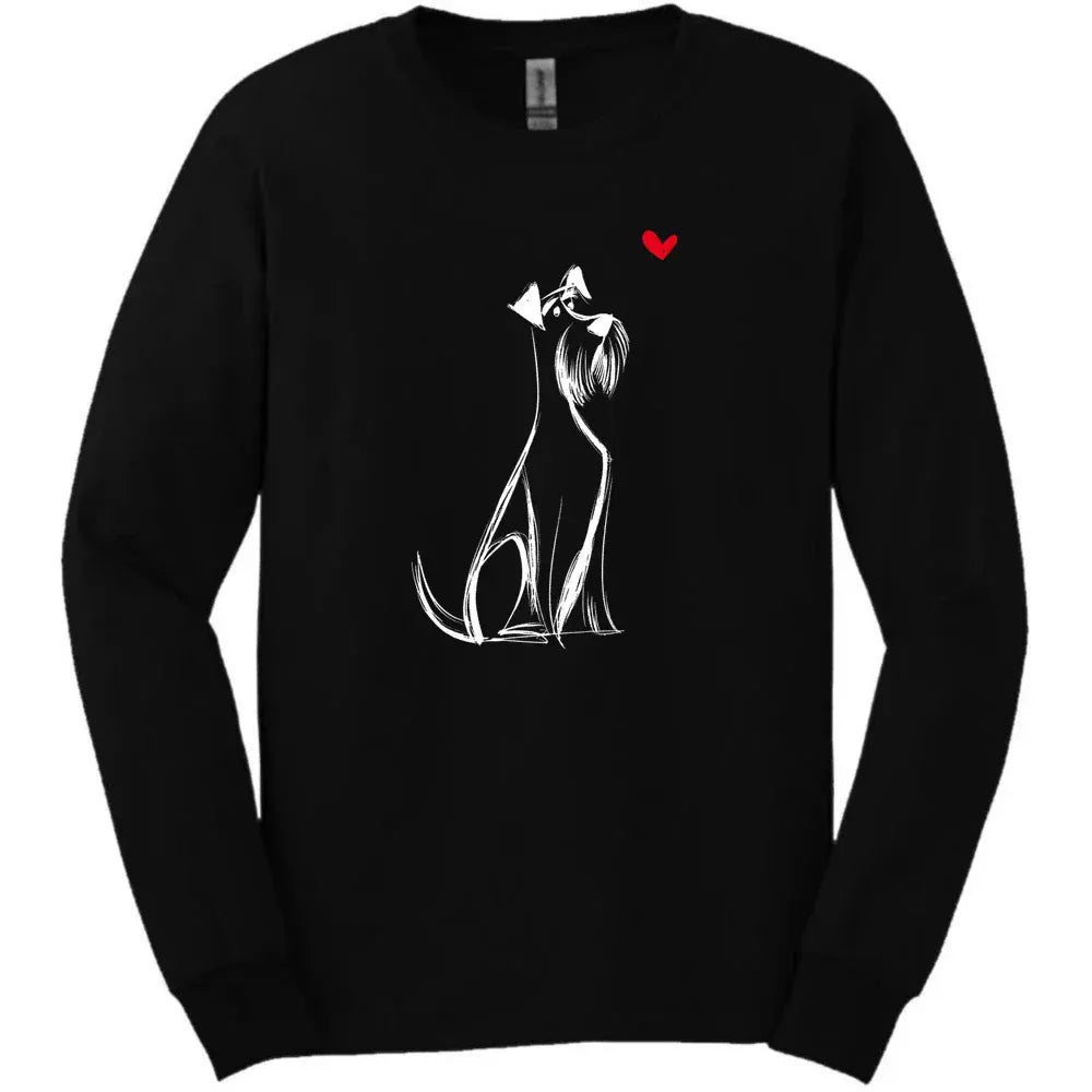Giant Schnauzer - Sketch Dog Long Sleeve Tee - Black