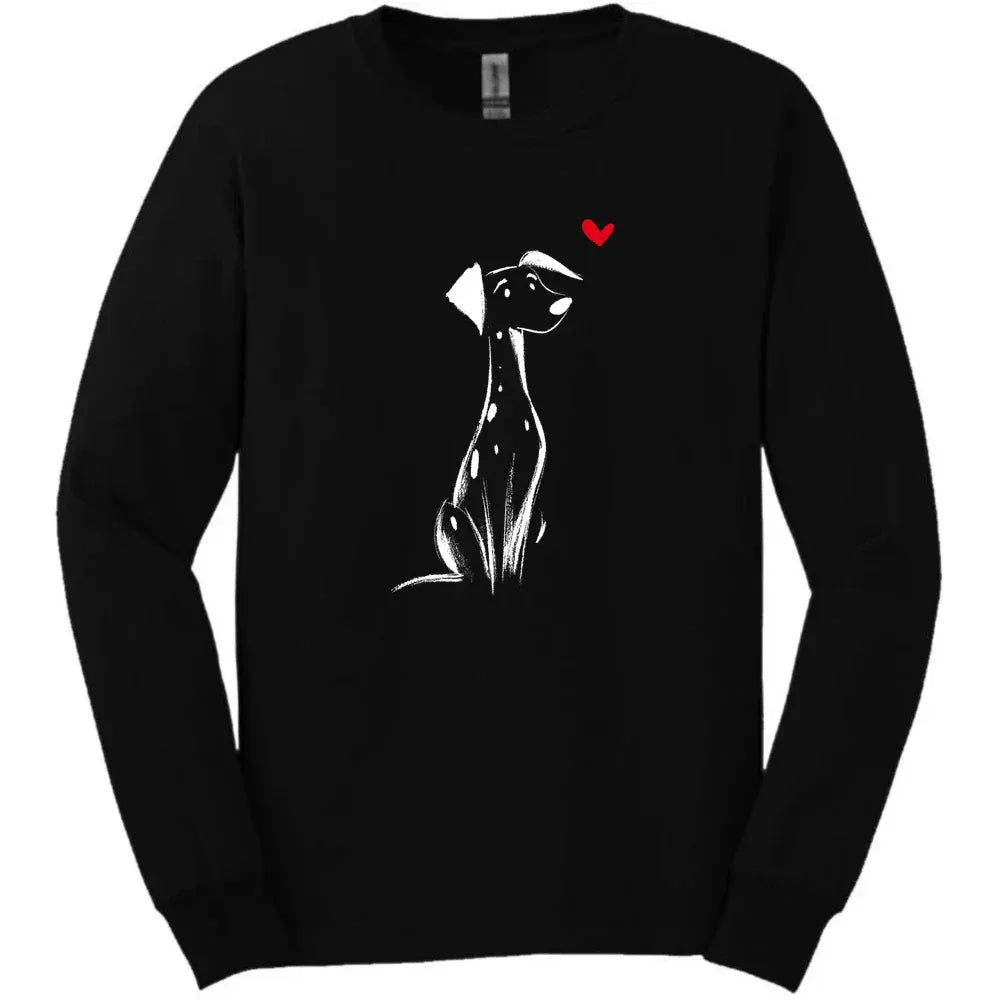Dalmatian - Sketch Dog Long Sleeve Tee - Black