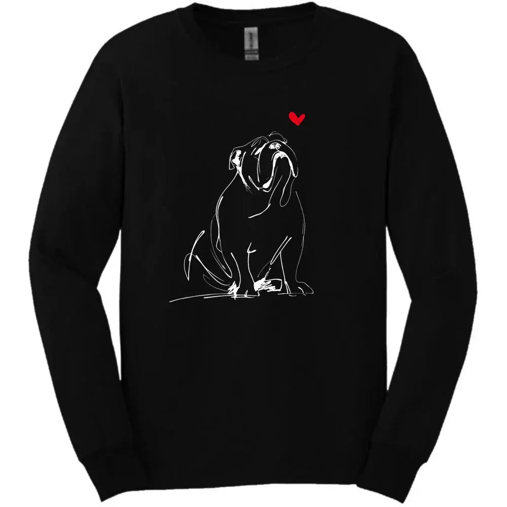 Bulldog - Sketch Dog Long Sleeve Tee - Black