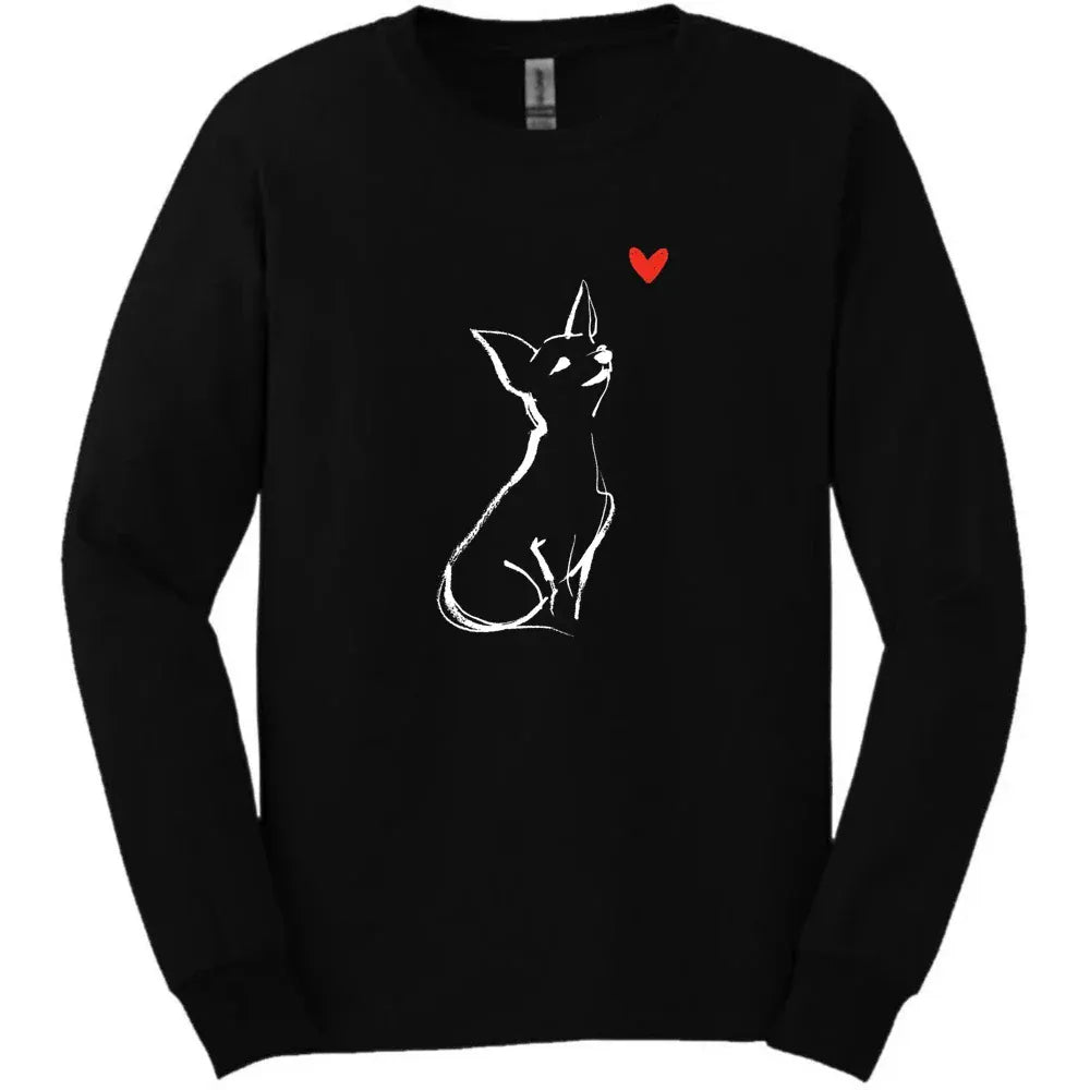 Chihuahua - Sketch Dog Long Sleeve Tee - Black