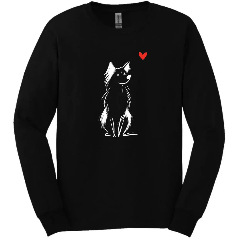 Australian Shepherd - Sketch Dog Long Sleeve Tee - Black