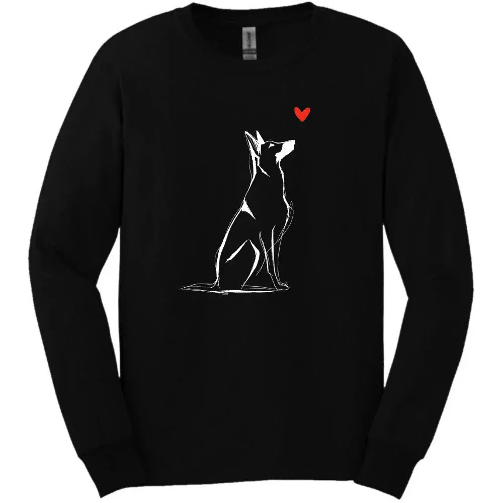 Beligian Malinois - Sketch Dog Long Sleeve Tee - Black