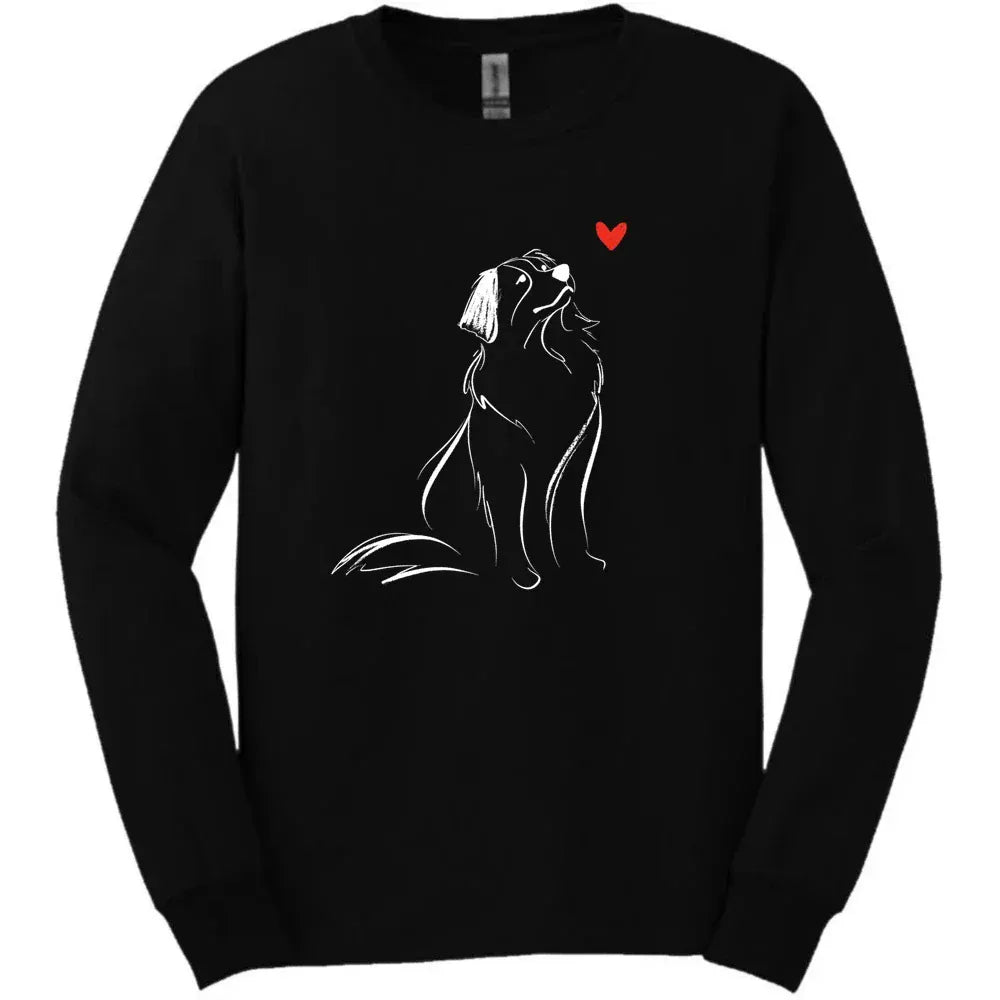 Bernese Mountain Dog - Sketch Dog Long Sleeve Tee - Black